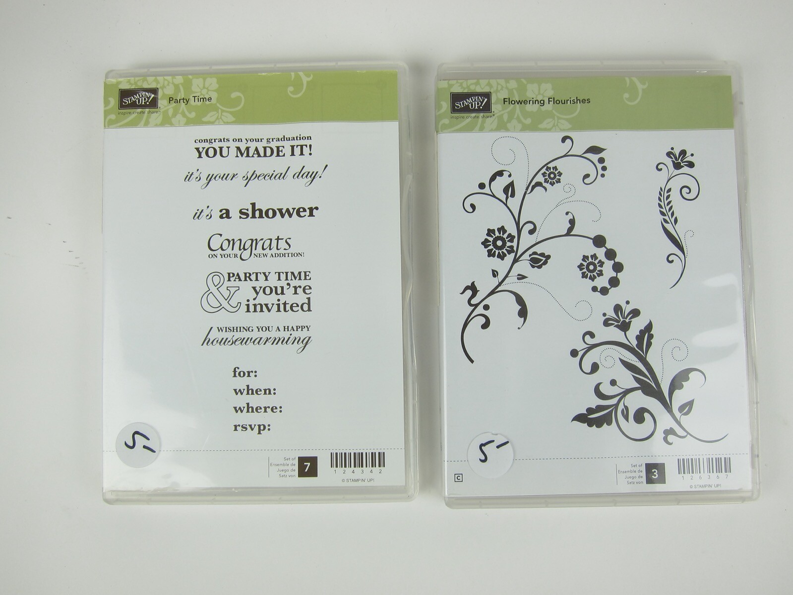 Stamping Up Stamp Party Time & Flowering Flourishes 10pc Invitation RSVP Shower