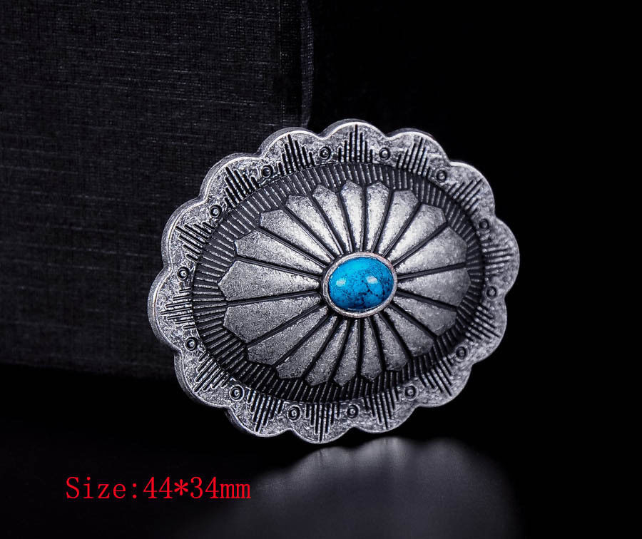 10pc Southwest Oval Turquoise Vintage Silver Leathercraft Saddles Decor Conchos