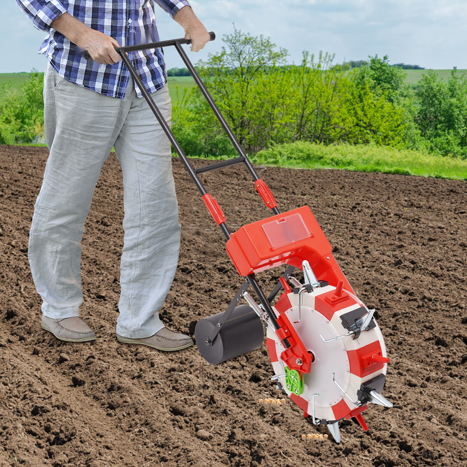 Hand-Push Roller Seeder Precision Manual Seeder Garden Seed Planter Spreader