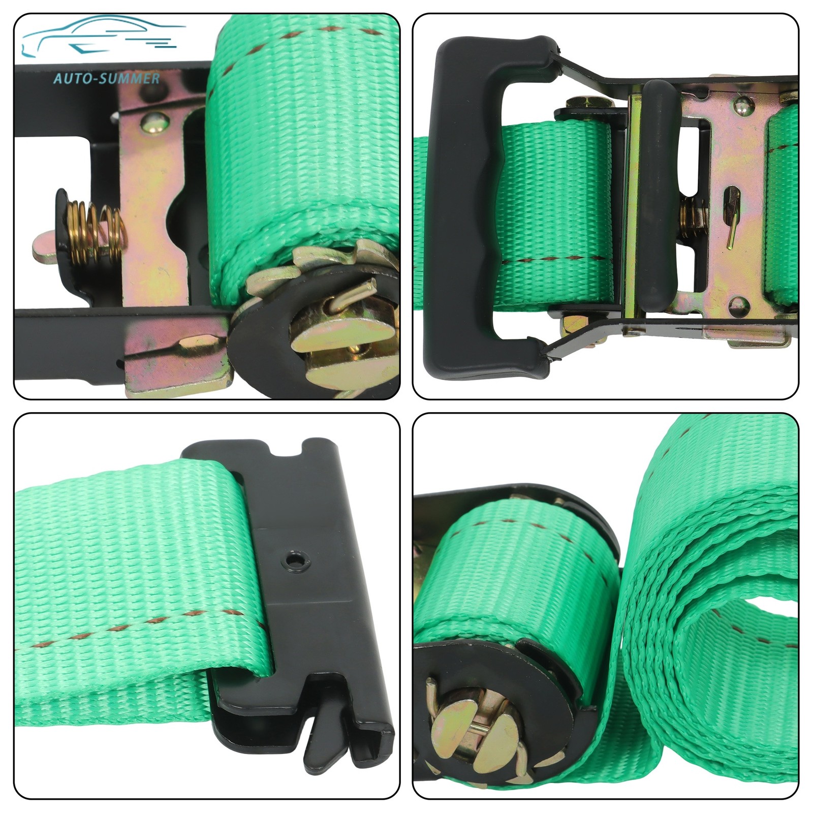 For ATV UTV 8' Ratchet Straps High Quality Wheel Chock Tie Down E Track System