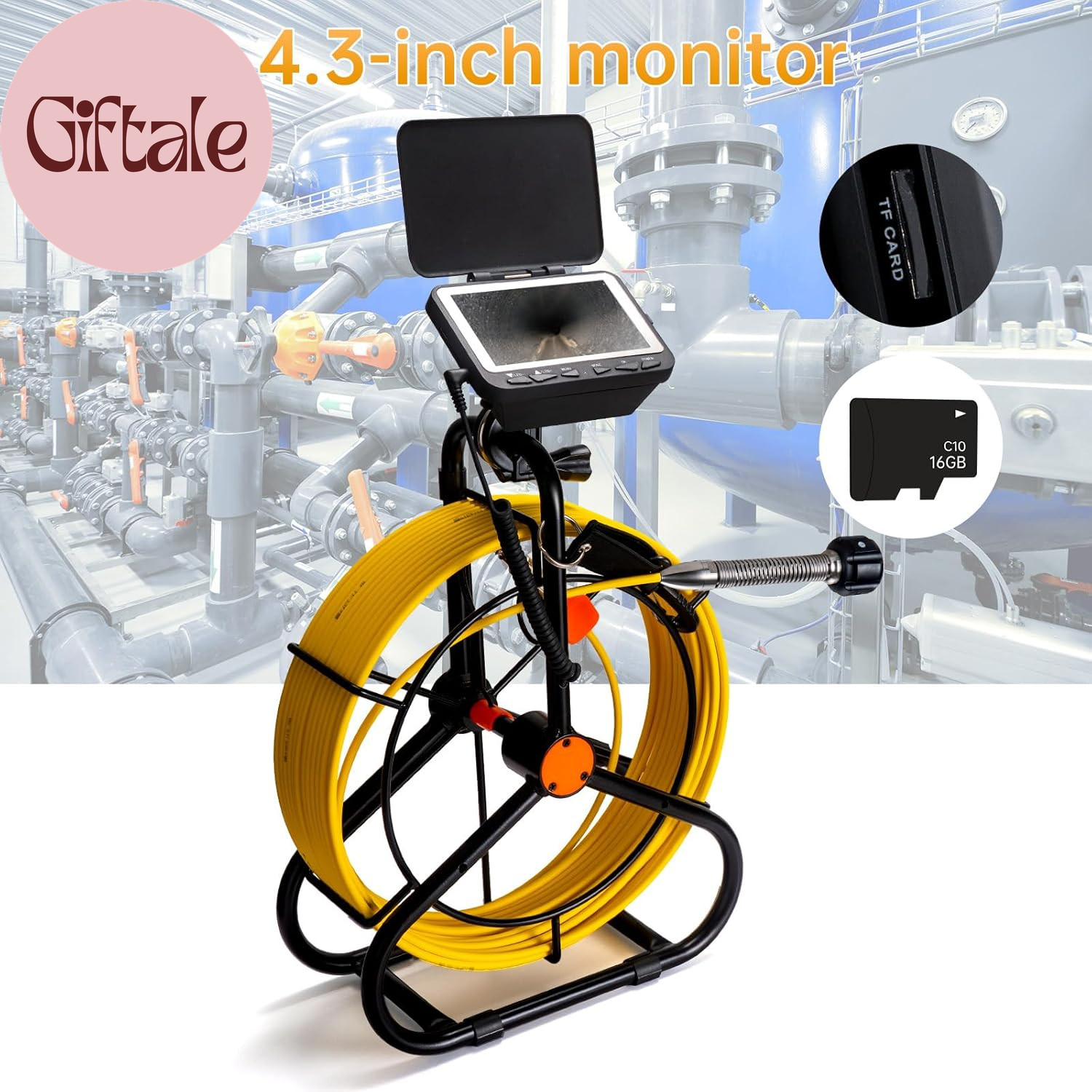 Sewer Camera 66Ft,Drain Pipe Camera HD 4.3In Screen DVR 17MM Plumbing Snake Bore