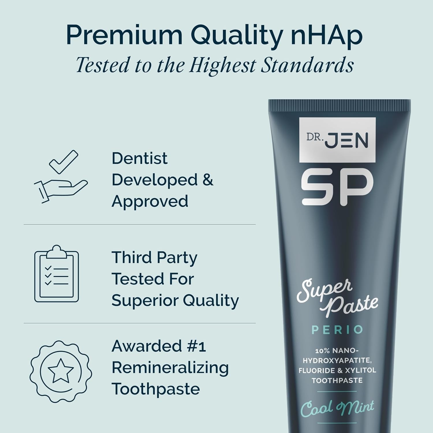 Dr. Jen Super Paste Perio Toothpaste, Cool Mint, Fluoride + 10% Nano Hydroxy...