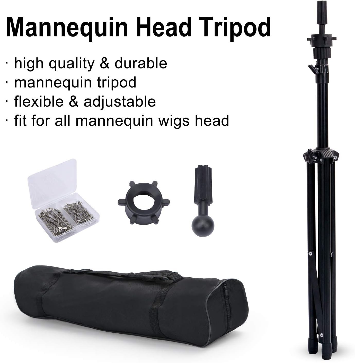 Ultimate Wig Styling Tripod (34.64-51.48in) - Includes Carry Bag & Clips