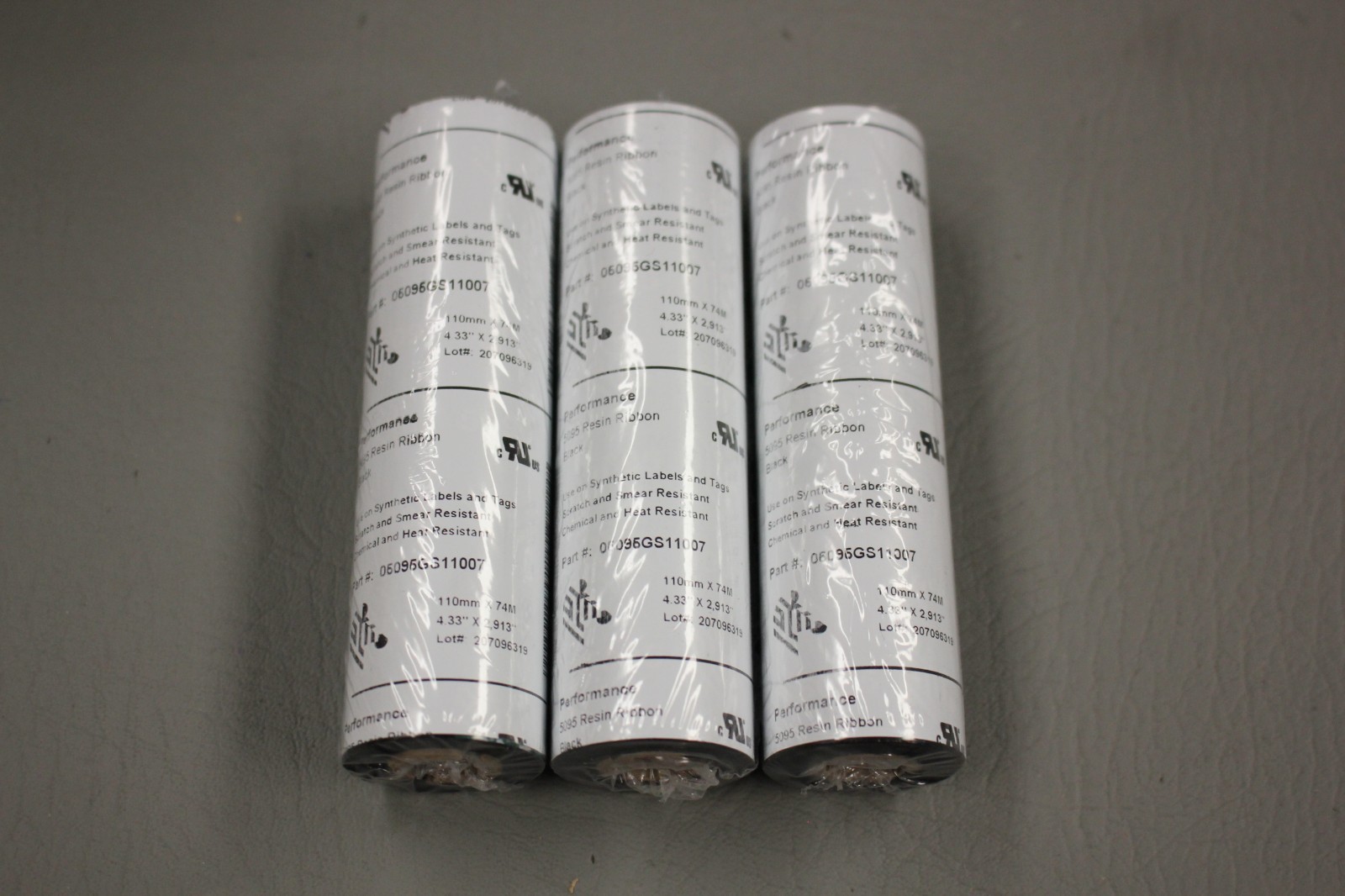LOT OF 3 NEW ZEBRA PERFORMANCE 5095 BLACK RESIN RIBBONS 110MMX74M