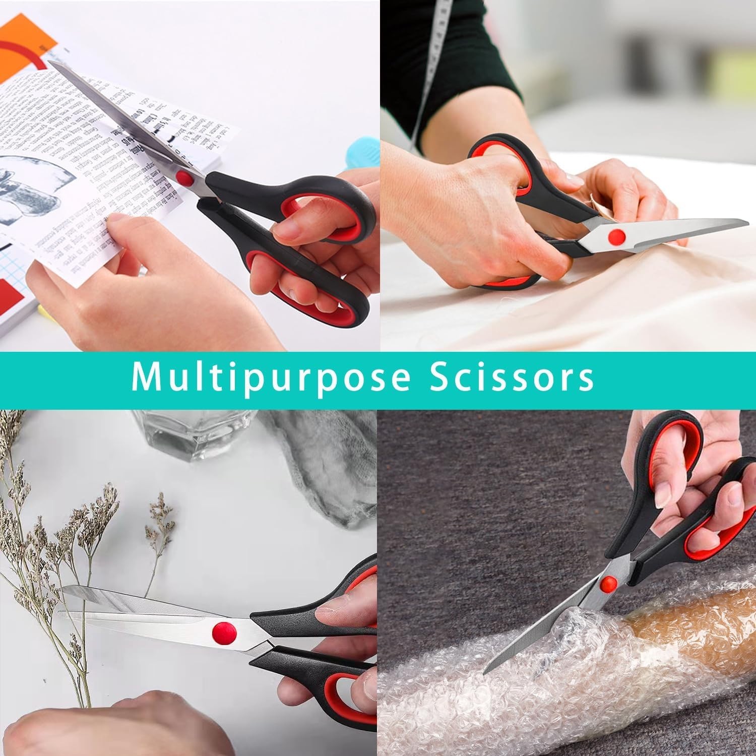 Scissors, 2 Pack 7.5 inch Scissors for Office and Home, Scissors All Purpose ...