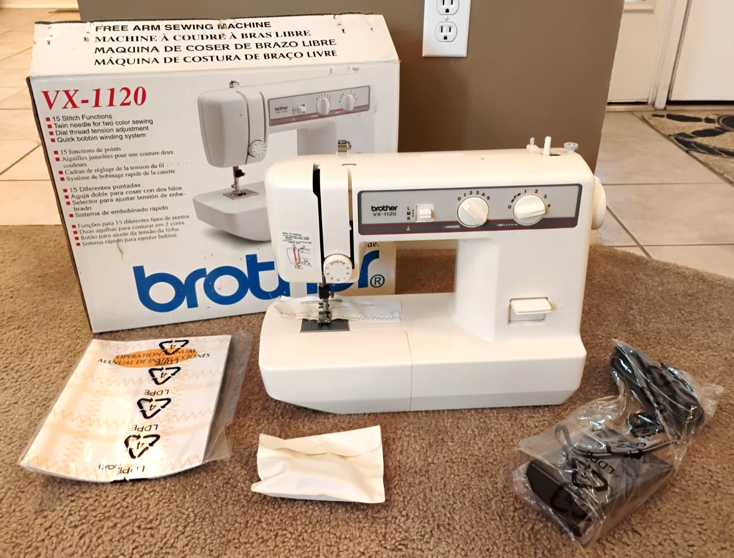 Vintage Brother VX-1120 Free Arm Sewing Machine 15 Stitch Functions New Open Box