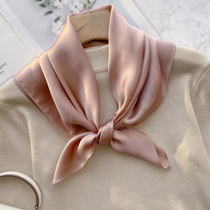 100% Silk 27" Square Scarf Women Kerchief Bandana Neckerchief Wrap Solid Colors