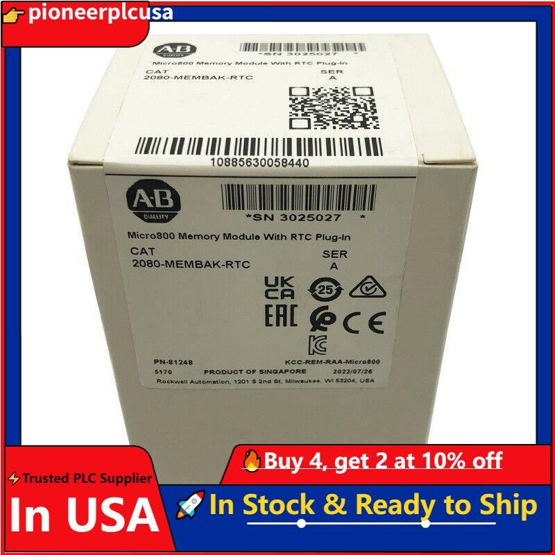 NEW Original Allen Bradley 2080-MEMBAK-RTC Memory Module With RTC Plug-In