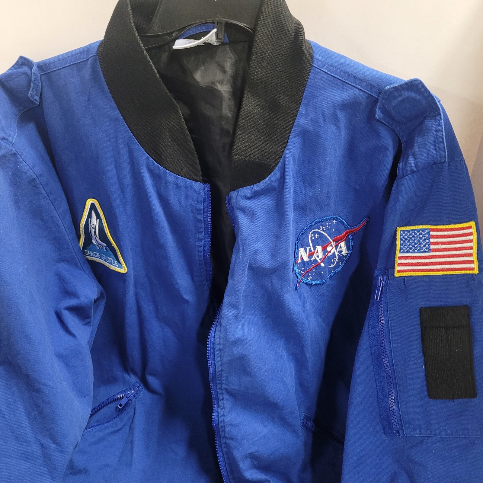 NASA Space Shuttle jacket, blue with nasa patches, minor damage to zipper,XXL