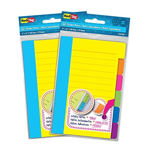 Divider Sticky Notes, Tabbed Self-Stick Lined Notepads, Adhesive Notes for