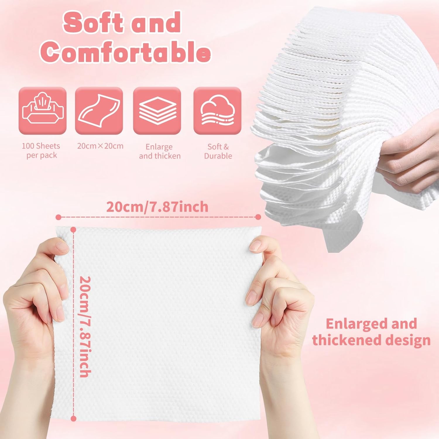 100 Count Disposable Face Towel, Ultra Soft & Thick Washcloths, Biodegradable