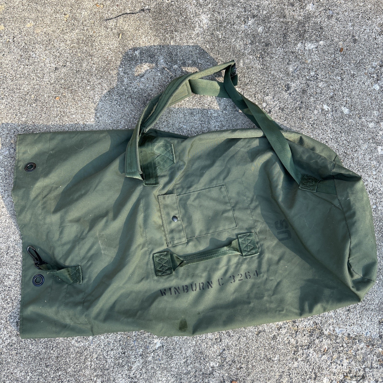 US Military OD Green Duffle Rucksack Bag Heavy Army Backpack Straps