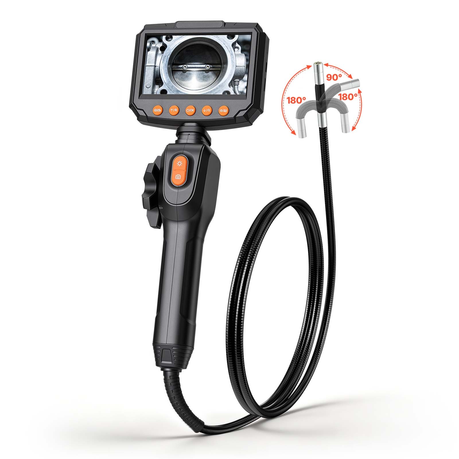 VEVOR 2-Way Articulating Borescope Camera Endoscope with 4.3" IPS Screen 8X Zoom
