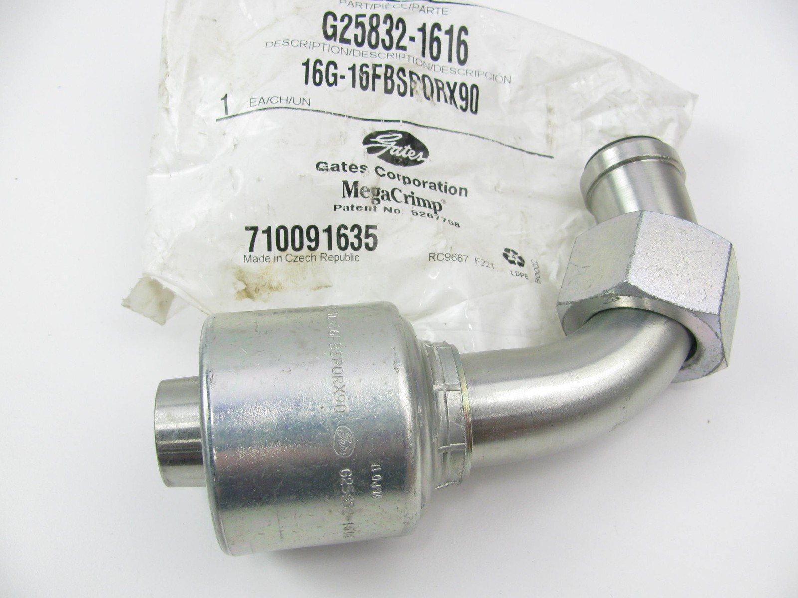 Gates G25832-1616 Hydraulic Fitting 90 Bent Tube Female BSP Swivel 1" Hose