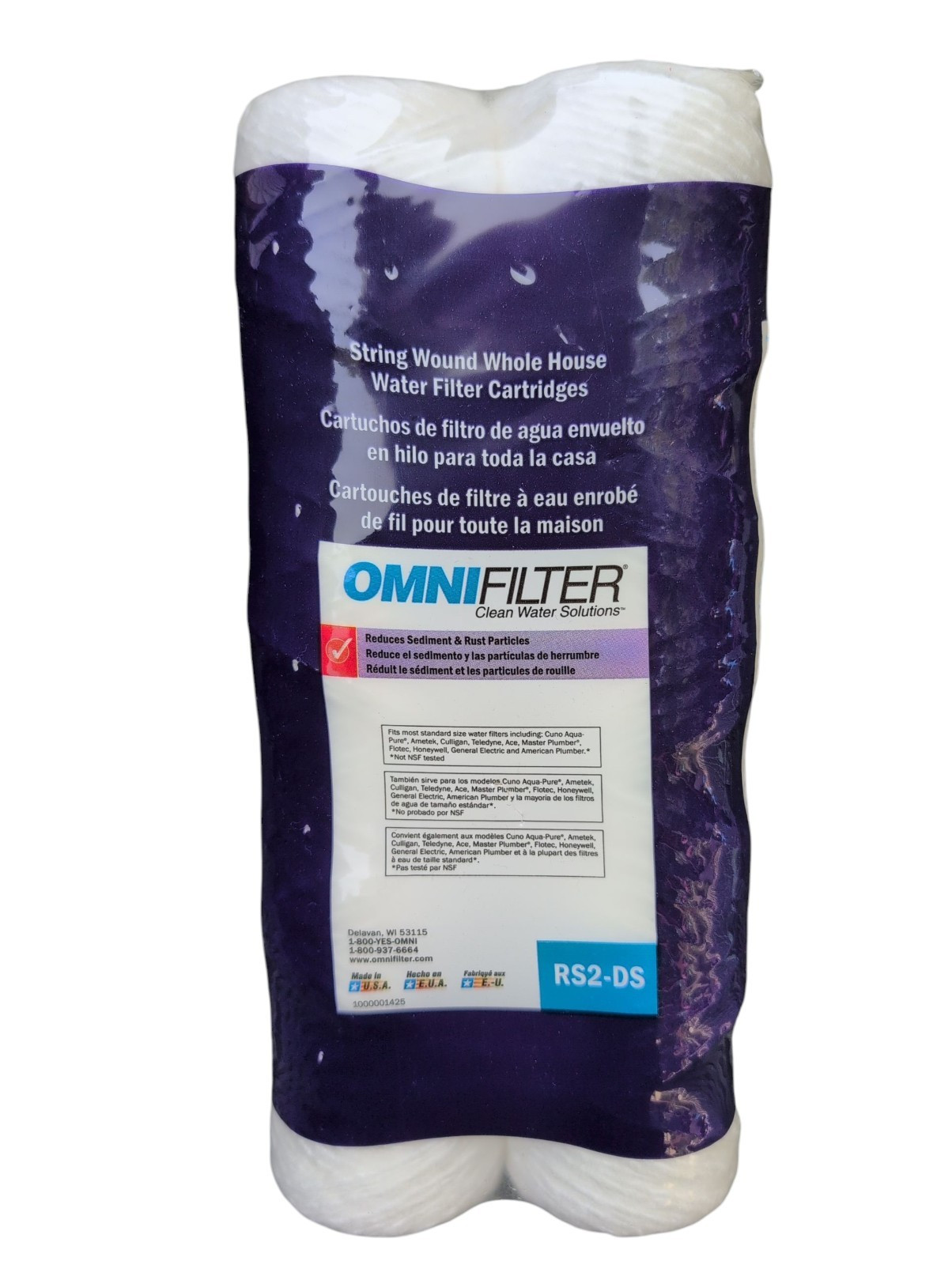 OmniFilter RS2-DS 2-Pack Whole House String Wound Water Filter Made In USA