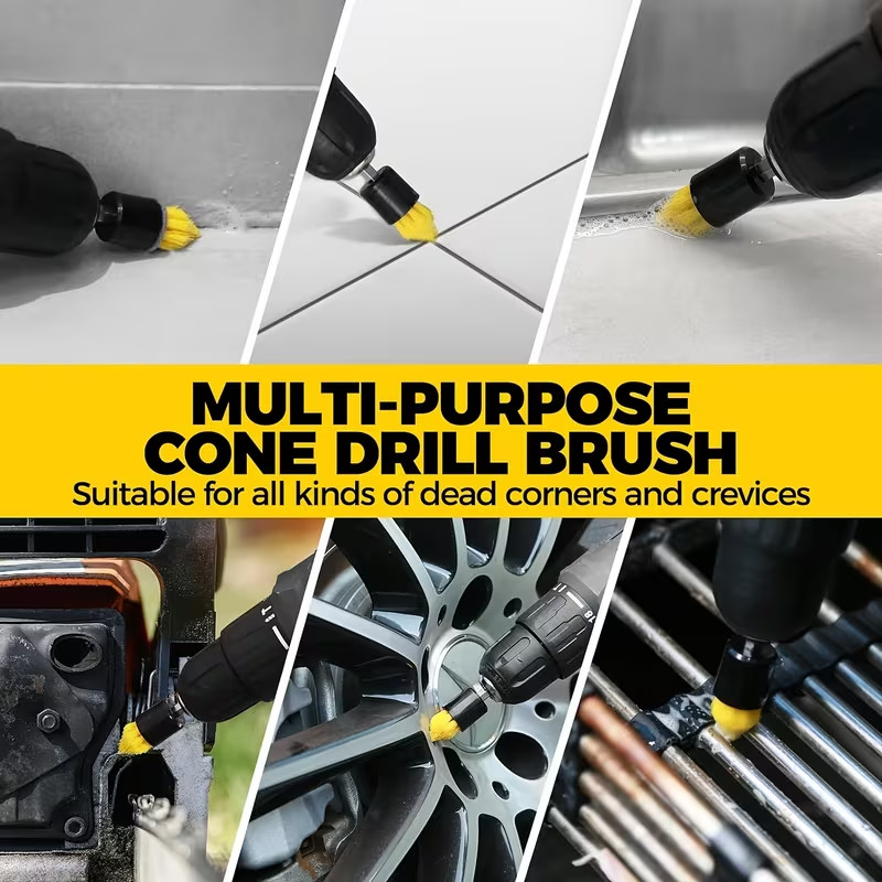 6pc Drill Brush Cleaning Attachment Set Scrub Brushes for Car Bathroom Kitchen
