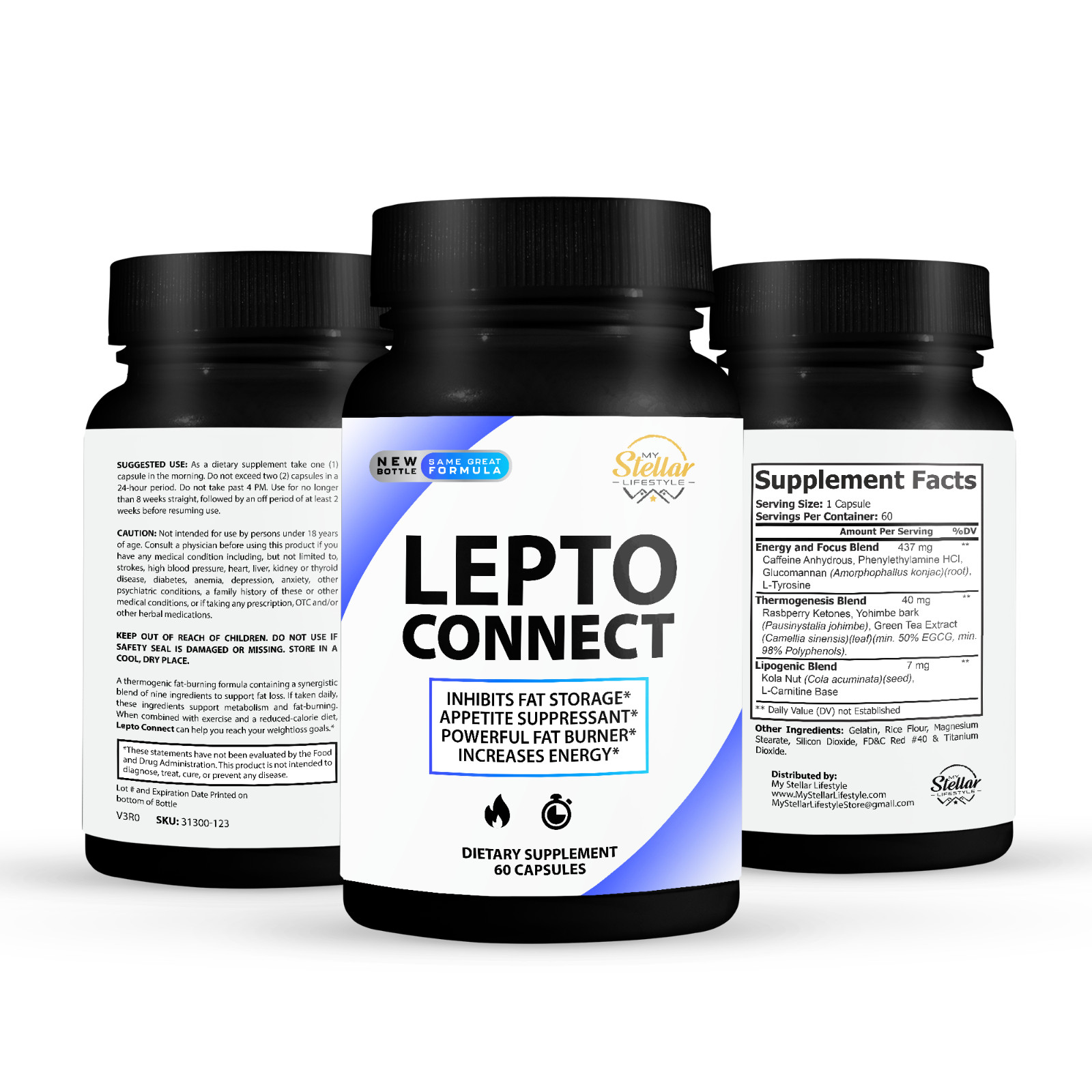 2 Pack Lepto Connect, increases energy & suppress appetite-60 Capsules x2