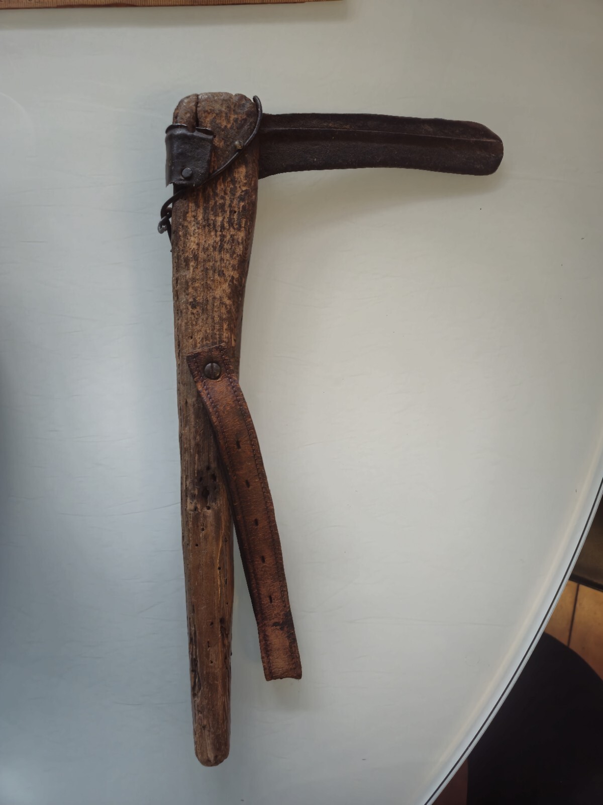 Antique Primitive Wooden Mallet And Sickle Unknown Origin.