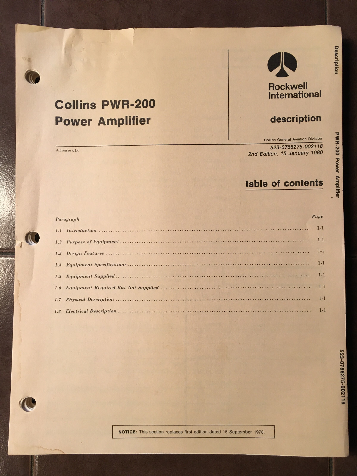 Collins PWR-200 Power Amplifier Service Manual