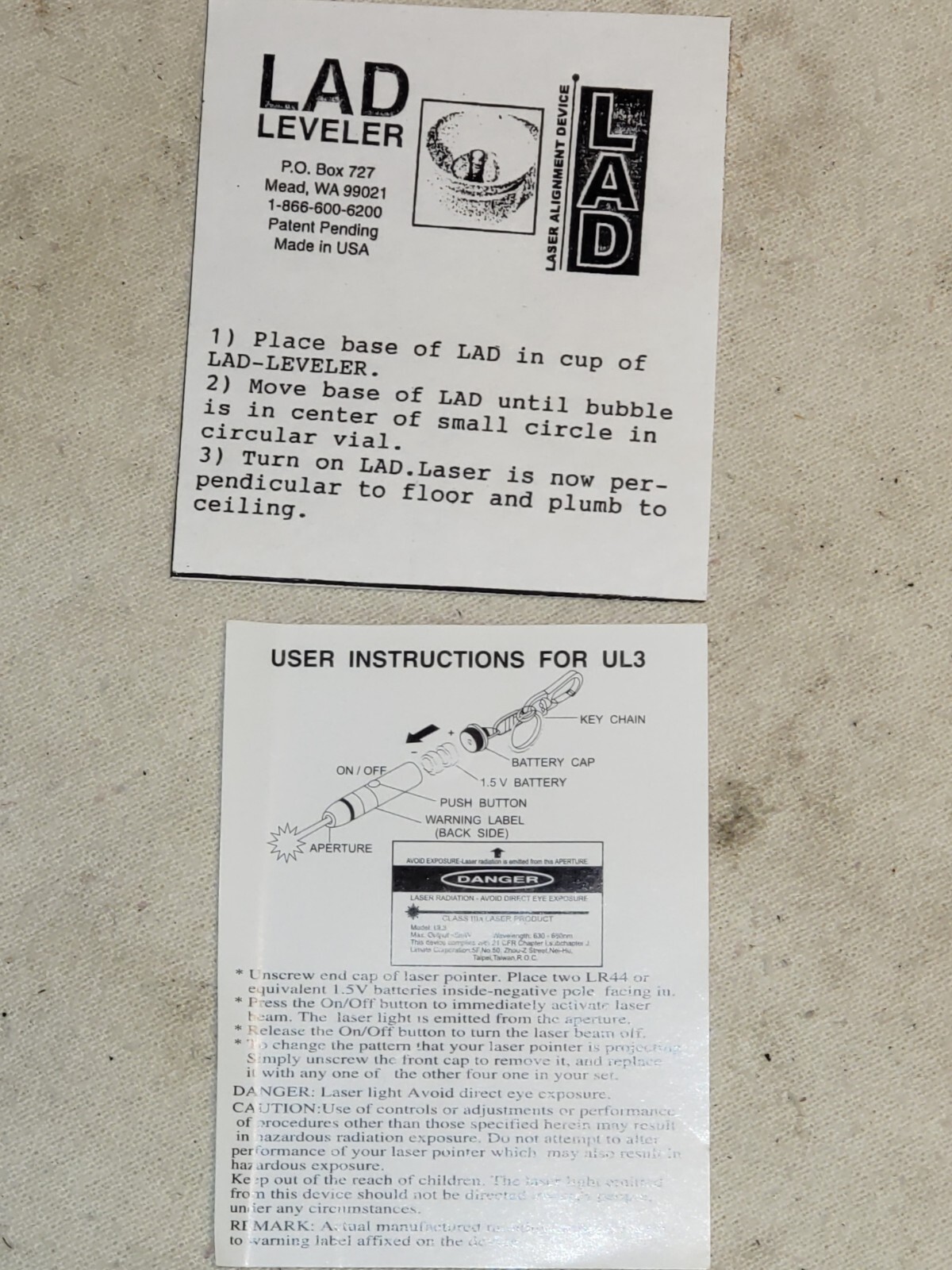 LAD LEVELER LASER ALIGNMENT DEVICE