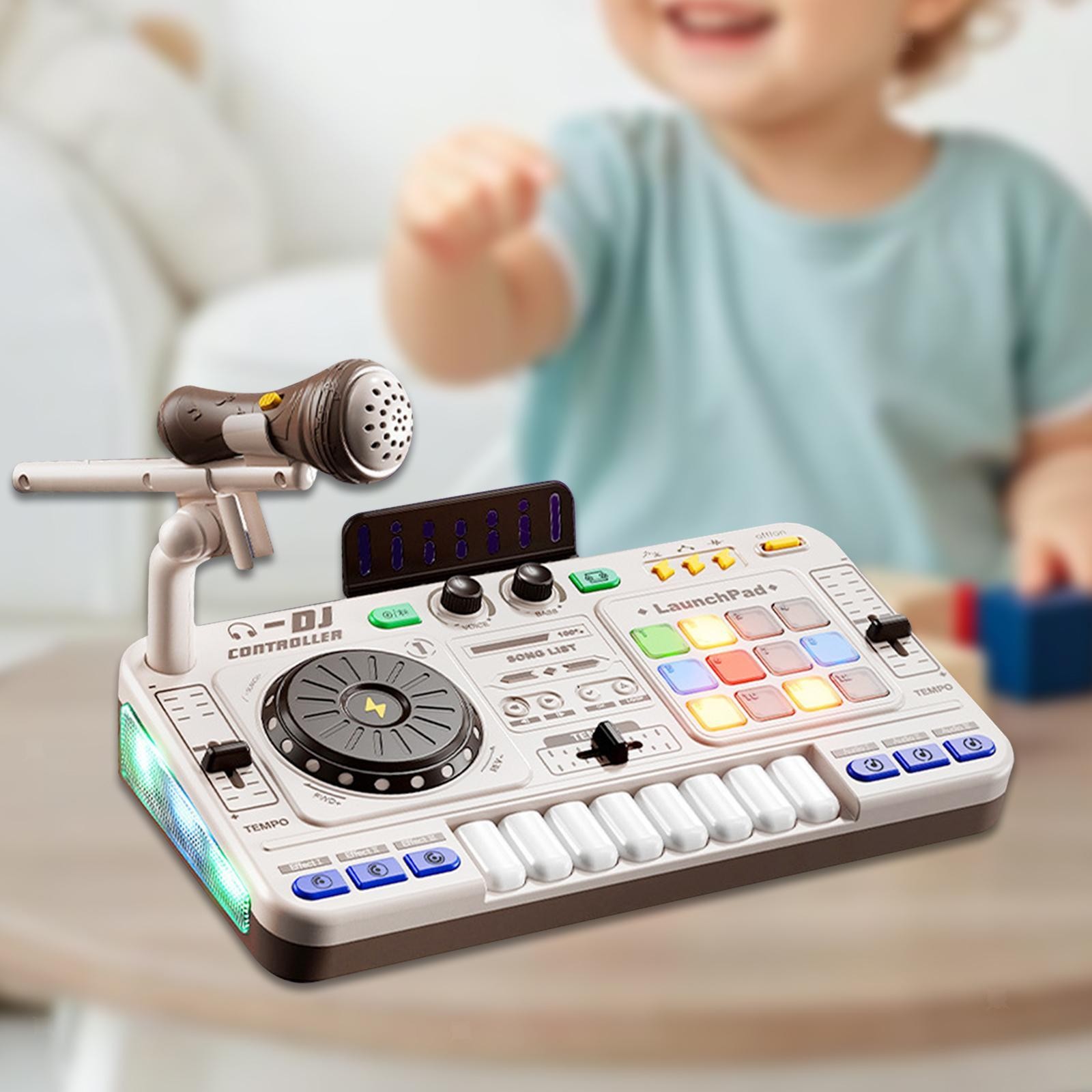 Kids DJ Mixer Toy Turntable Toy Educational Interactive with Lights Effect