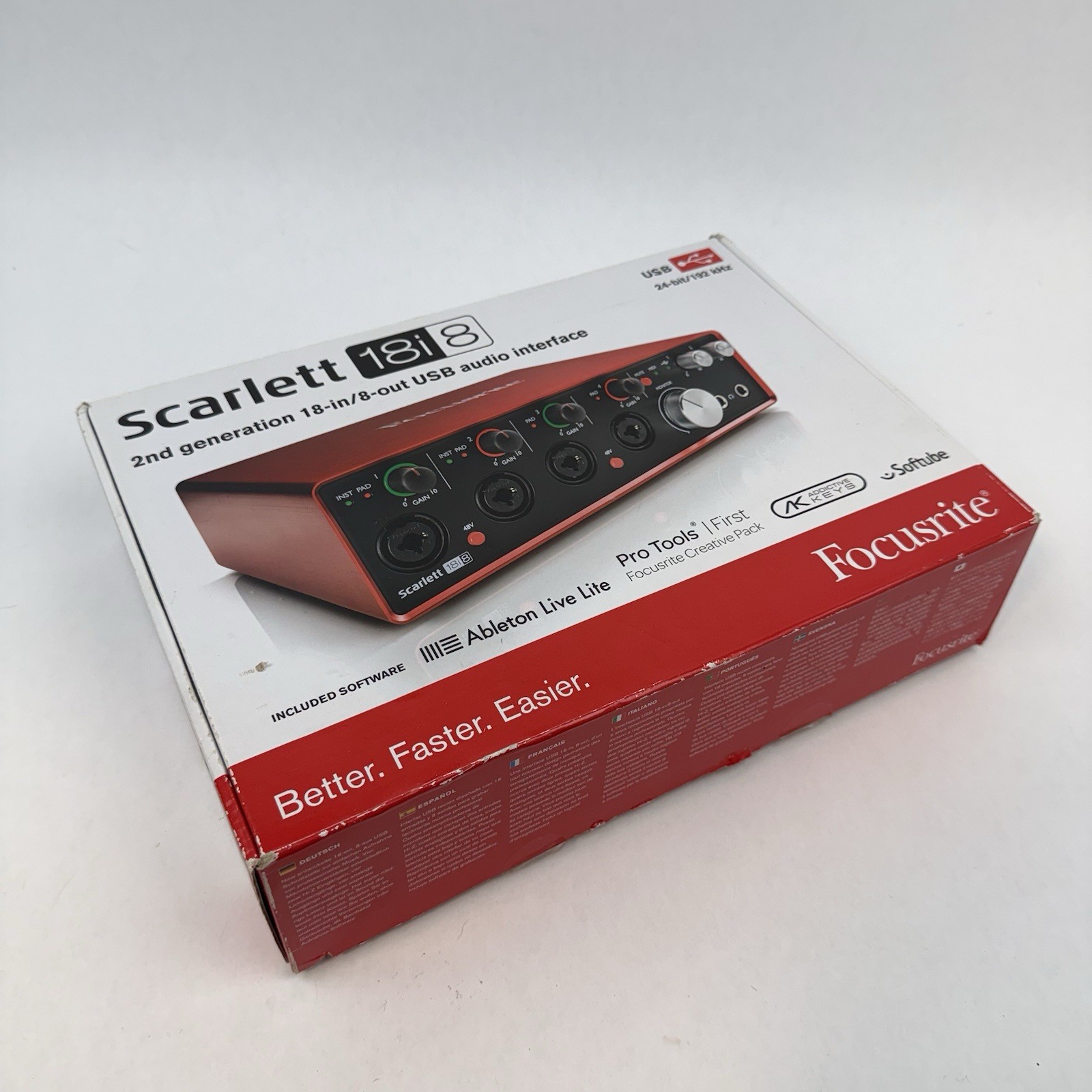 Focusrite Scarlett 18i8 2nd Gen USB Audio Interface w/ Box & USB Cable Tested