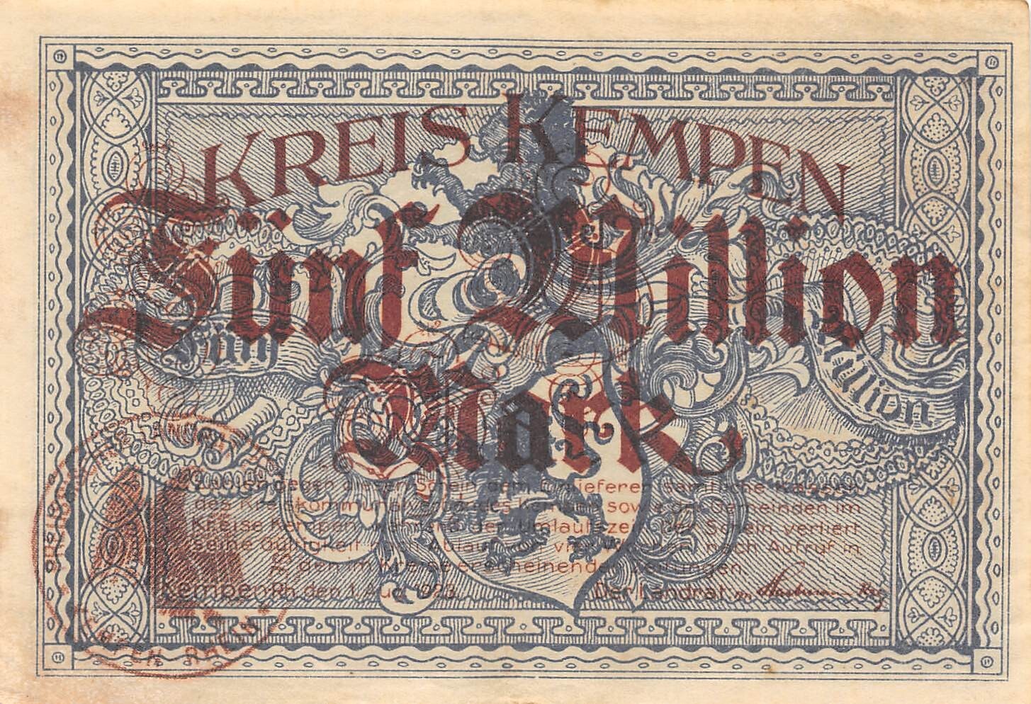 Germany  5,000,000  Mark  1.8.1923  Series A  Circulated Banknote QES