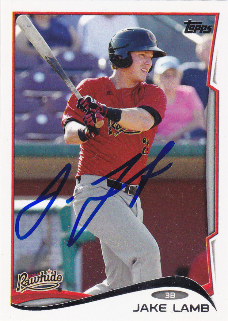 JAKE LAMB VISALIA RAWHIDE SIGNED CARD DIAMONDBACKS A'S DODGERS BLUE JAYS ANGELS