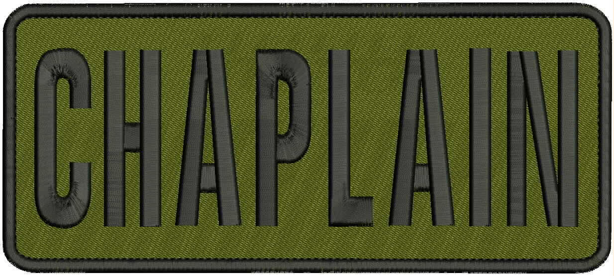 CHAPLAIN EMBROIDERY PATCH 4X10 HOOK ON BACK  OD/BLK