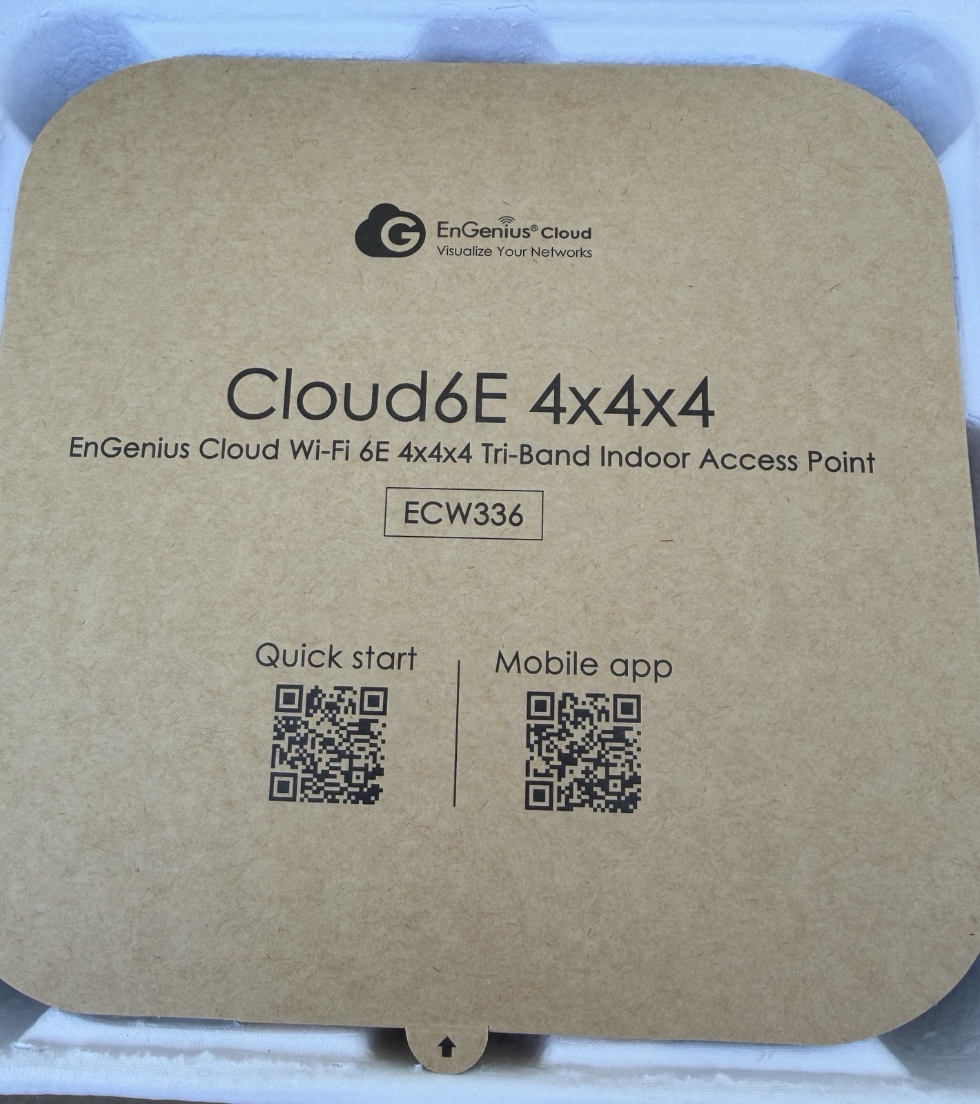 Cloud Managed ECW336 Wi-Fi 6E 4x4 Indoor Ceiling Mount Tri-Band Access Point