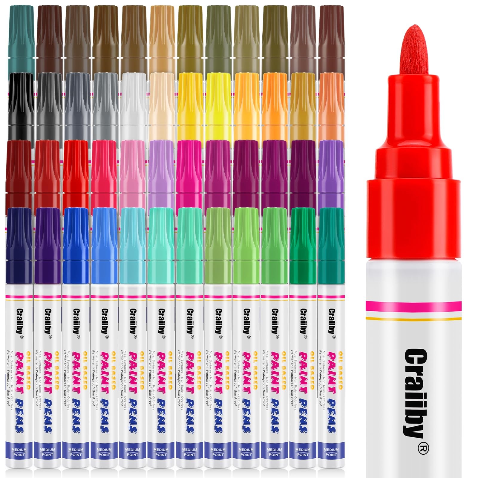 Oil Based Paint Markers, 48 Colors Permanent Paint Pens, Waterproof Quick Dry...