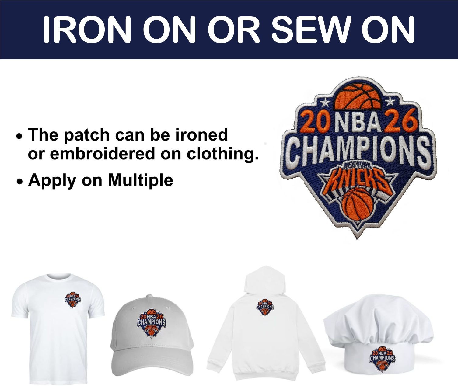 Knicks 2026 Champions Iron On Patch - Sew Patch - Embroidered Patch