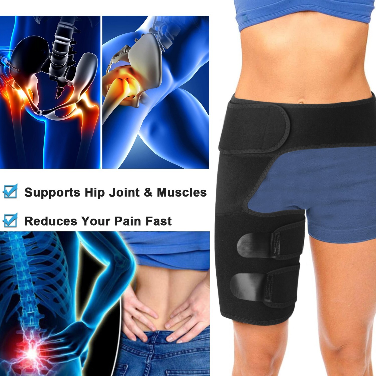 Pain Relief Leg Hip Wrap Thigh Support Brace For Groin Hamstring Injury Sprains