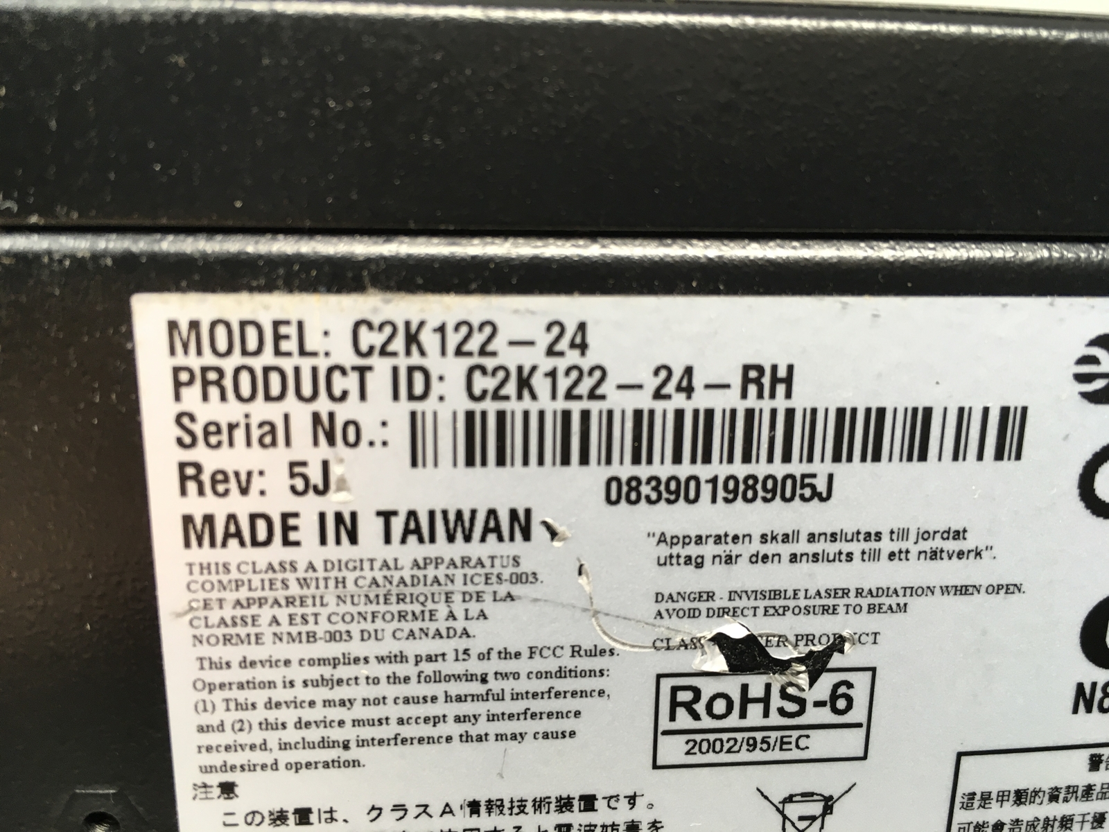 Enterasys C2K122-24 Matrix C2 Gigabit Stackable Switch 24 Ports Managed