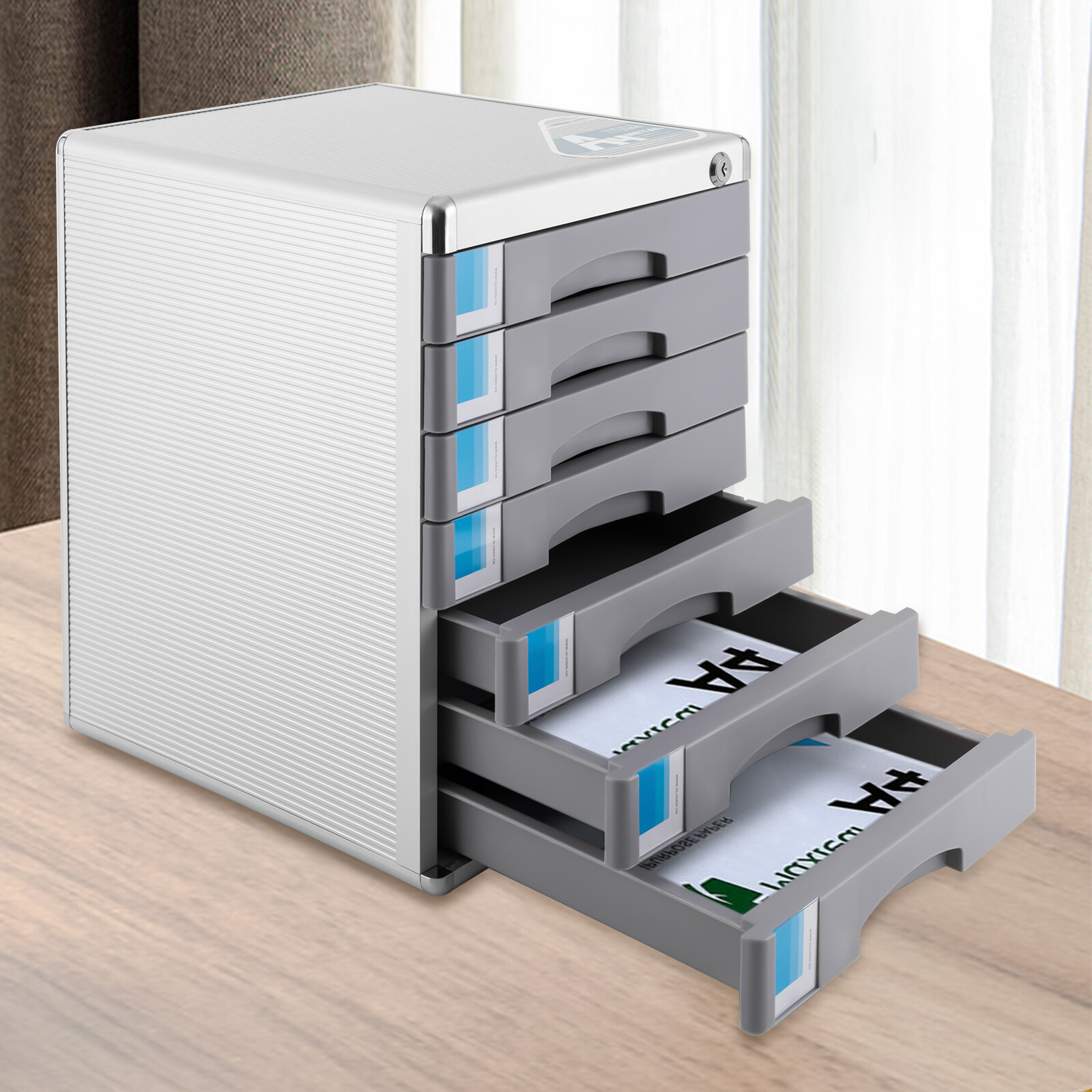 7 COMPARTMENTS DRAWER DESKTOP FILE ORGANIZER RECTANGULAR DOCUMENT STORAGE BOX