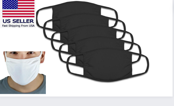 4-Pack Black White Cotton Adult Face Masks - Reusable Washable Unisex