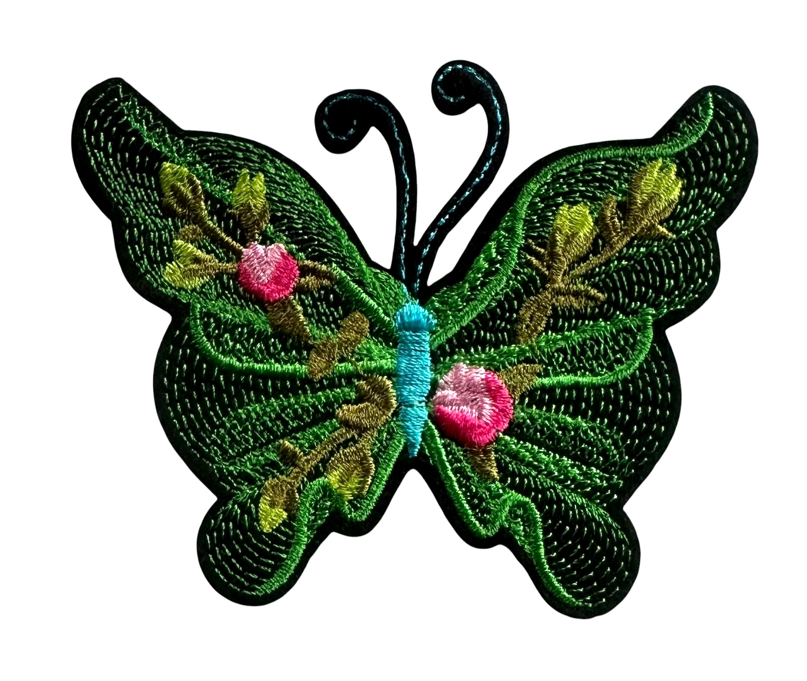 Green Embroidered Butterfly iron on Patch 3+5/8 x 3-inch FREE SHIPPING