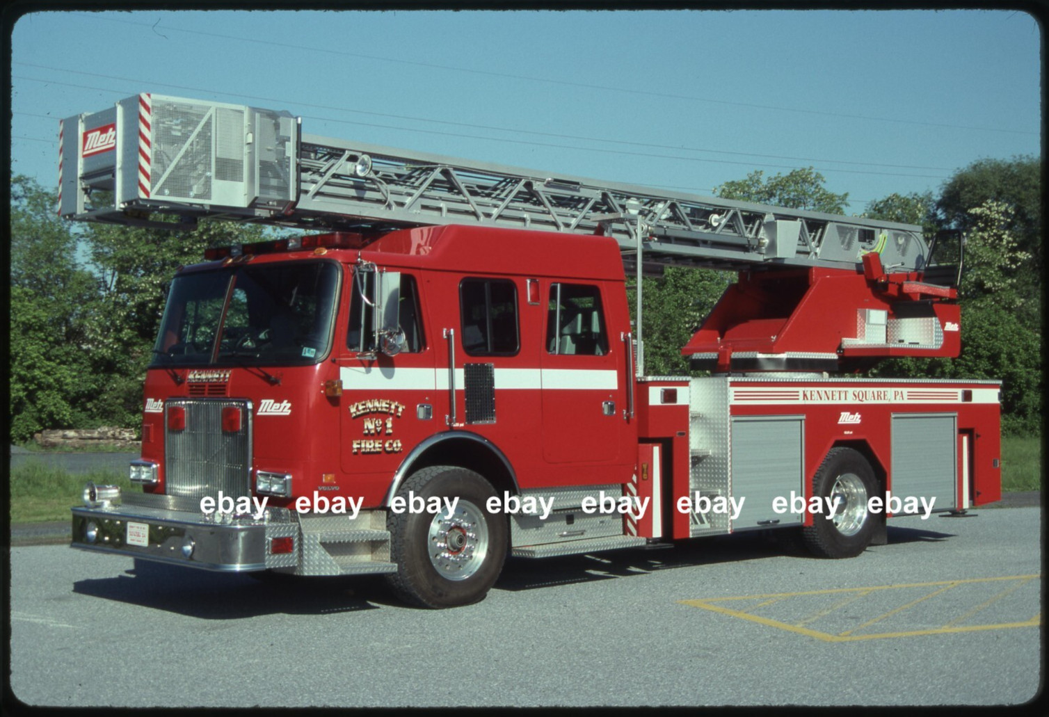 Kennett Square PA 1998 Volvo Metz 103' Aerial Fire Apparatus Slide