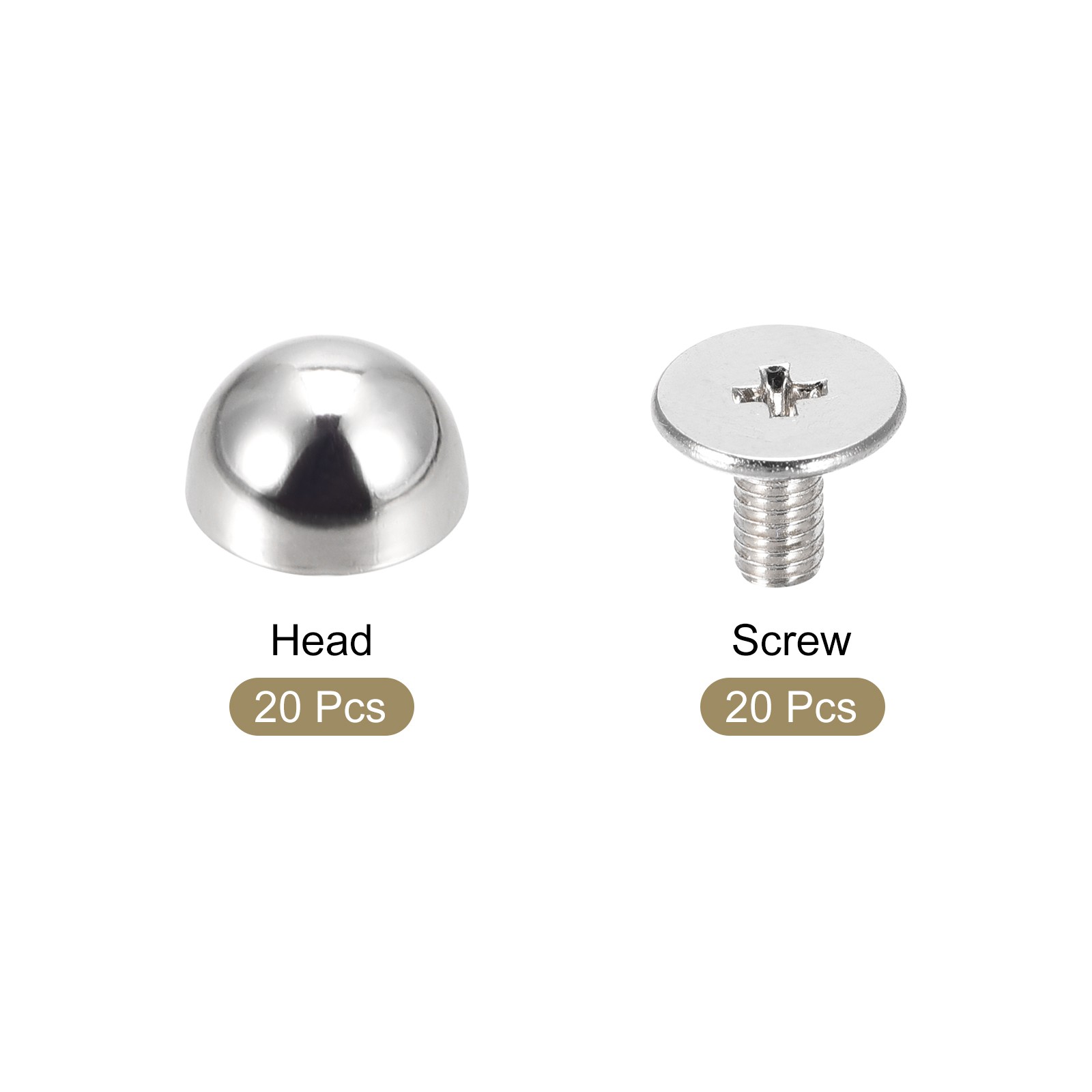8x5mm Screw Back Rivets Solid Round Head Leather Studs Silver 20 Set