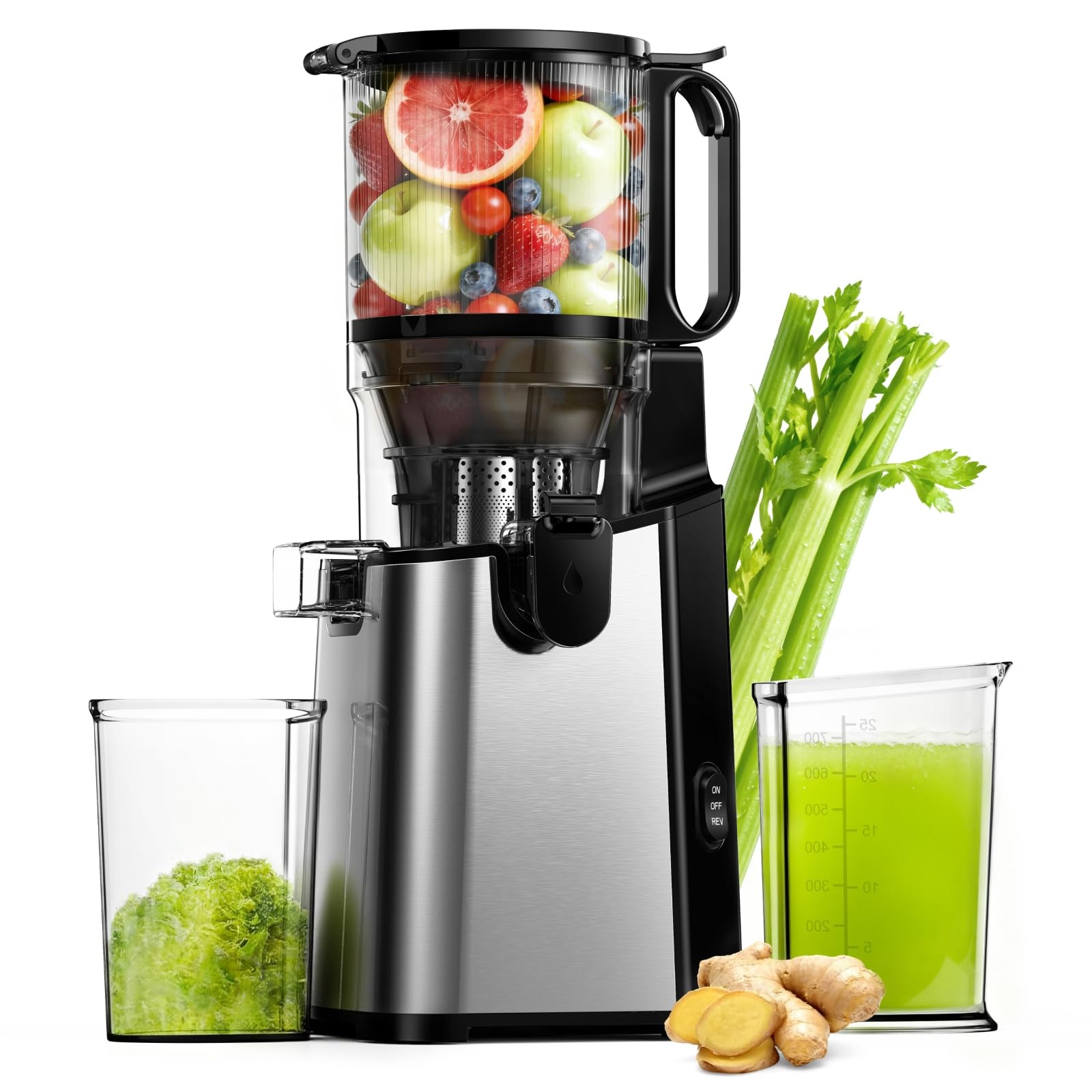 Juicer Machines, 5.8" Wide Feed Chute Cold Press Juicer for Whole Vegetables ...