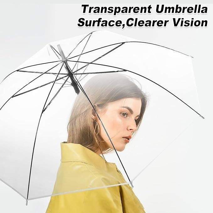 59Pack Clear Wedding Umbrellas Bulk Transparent Auto Open Stick #2069CT4