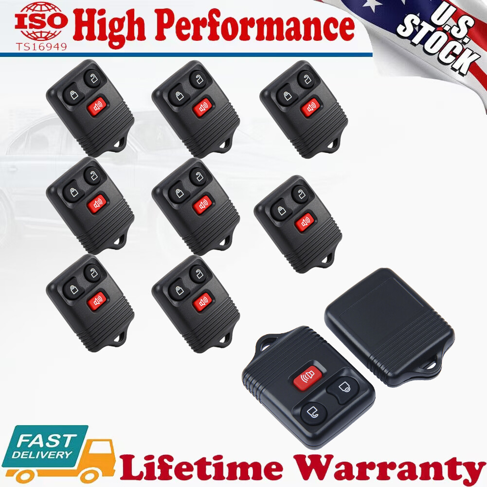 Set of 10 Replacement Keyless Entry Remote Key Car Fob 3 Button for Ford F-150