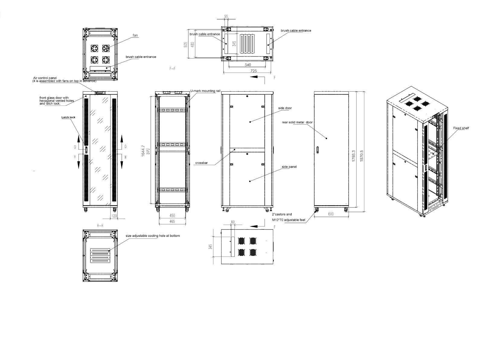 32U Server Rack IT Cabinet Data Network Rack Enclosure - 24-Inch Deep Rack Stand