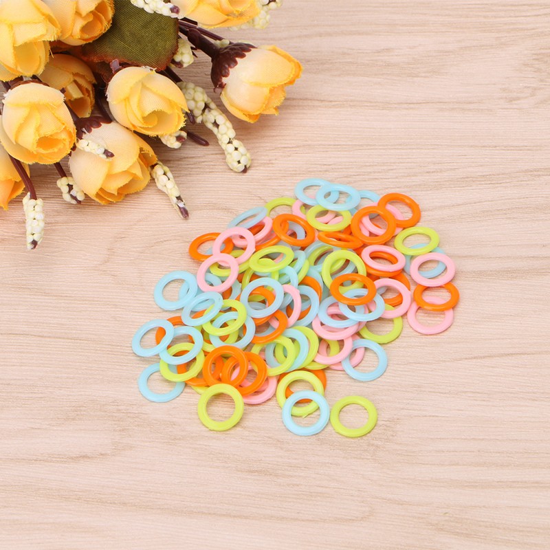 100Pcs DIY Crochet Ring Circle Hook Plastic Craft Tool for Handbag Car for Seat