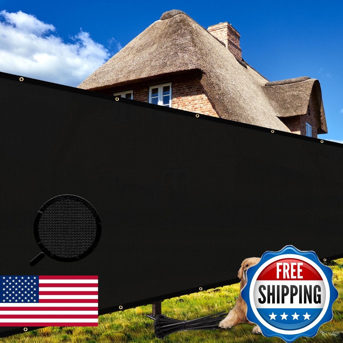 Shade&Beyond 3' x 16' Privacy Screen Fence Mesh Shade Net for Garden Black