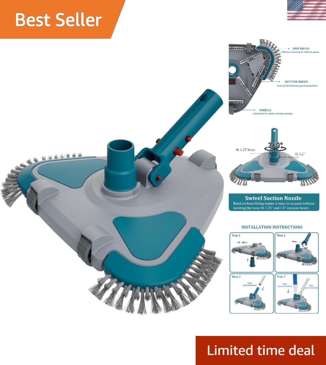 Upgrade Triangular Pool Vacuum - Vinyl Lined Pools