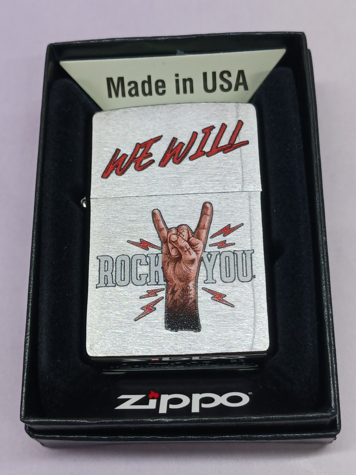 Zippo We Will Rock You Brushed Chrome Color Image 48853