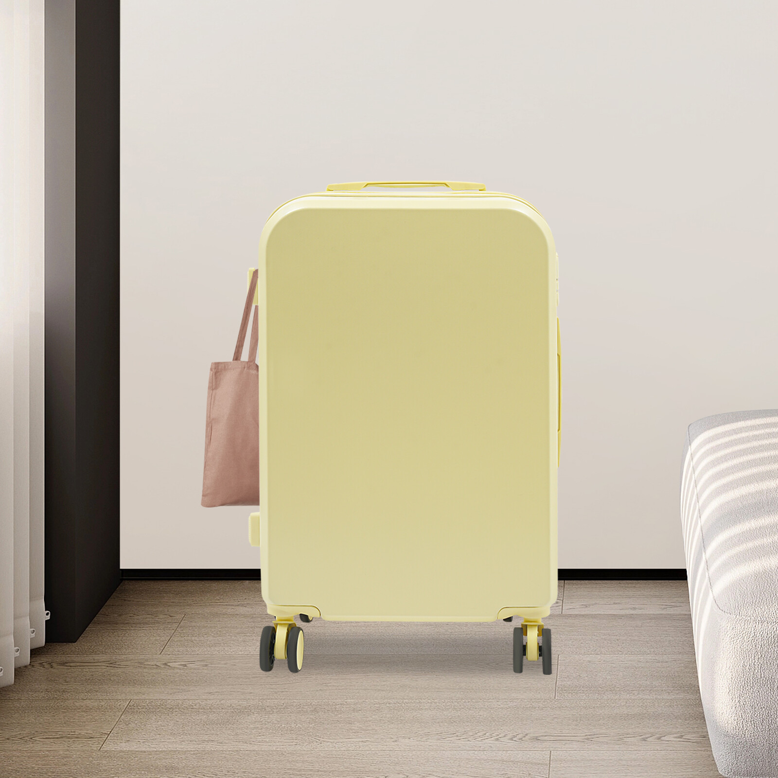 24" Travel Luggage Suitcase, Travel Luggage Suitcase, Light Yellow