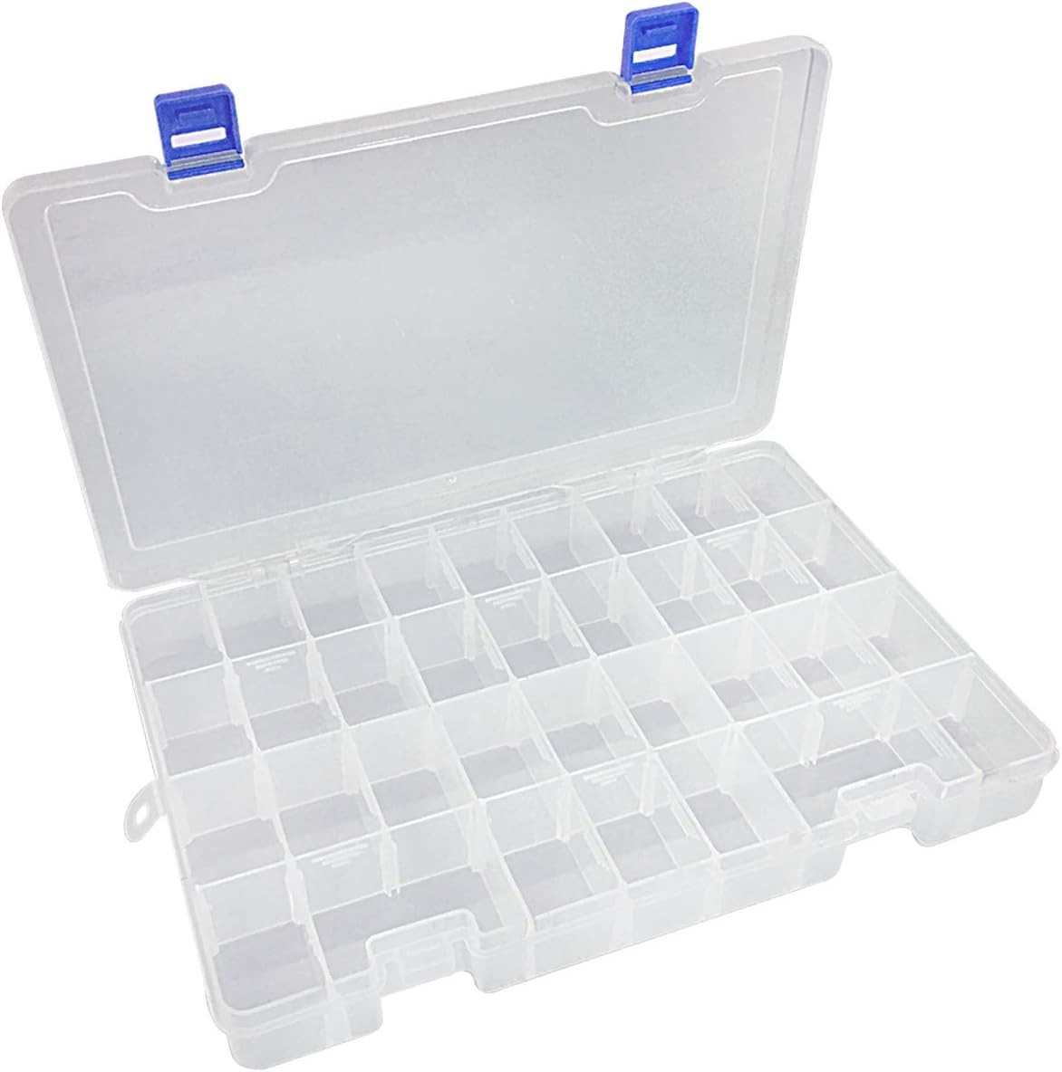 Qualsen Plastic Compartment Box with Adjustable Dividers Craft 1PCS, White