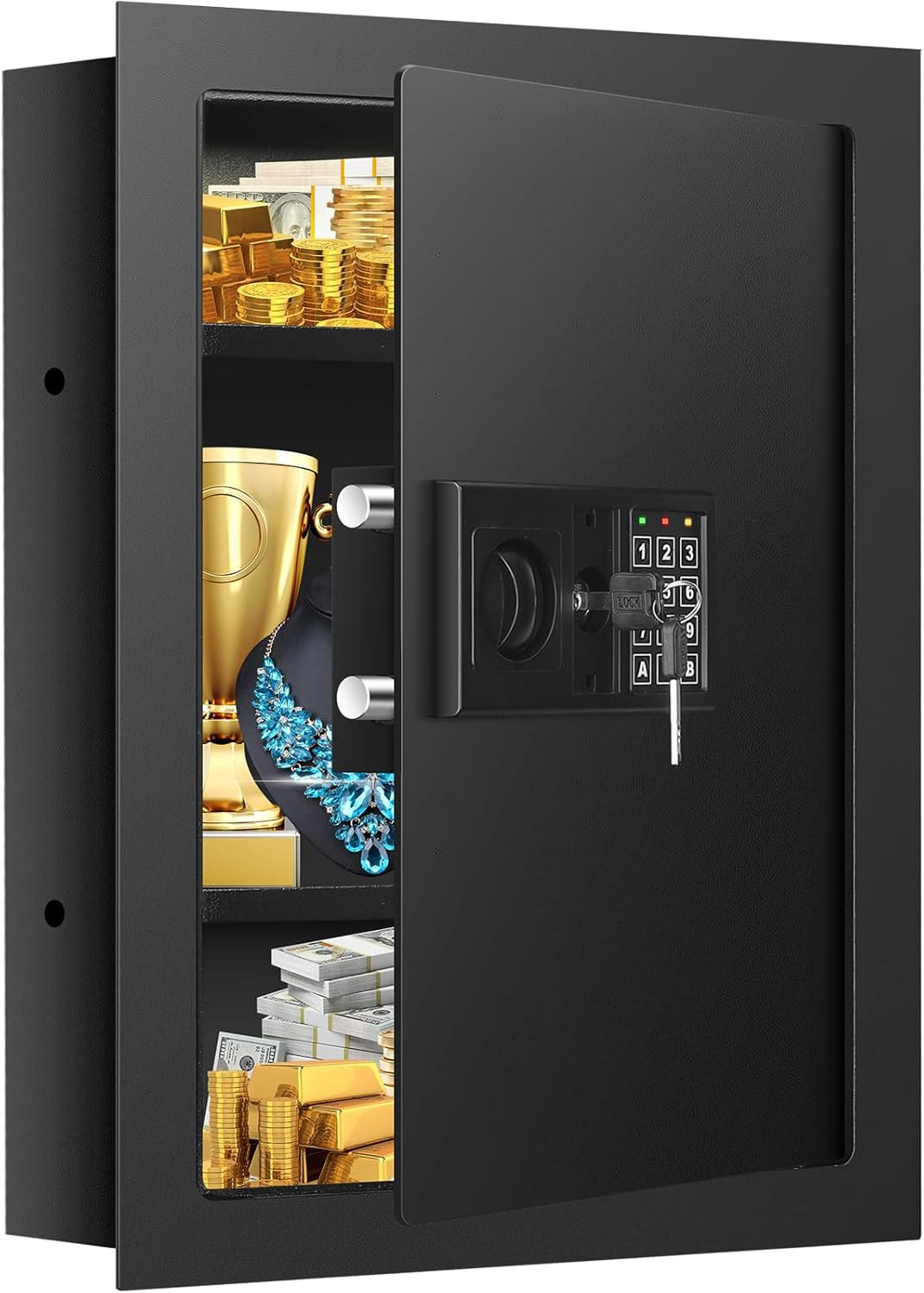 25.6" Tall Fireproof Wall Safe with Combination Lock & Removable Shelves